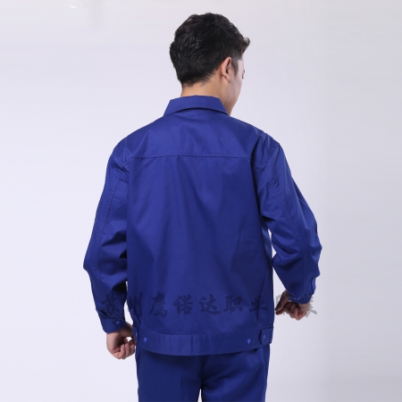 艷藍色滌棉紗卡工裝服定制工裝定制AC082